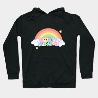 Kawaii Good Morning Chibi Cat Rainbow Hoodie